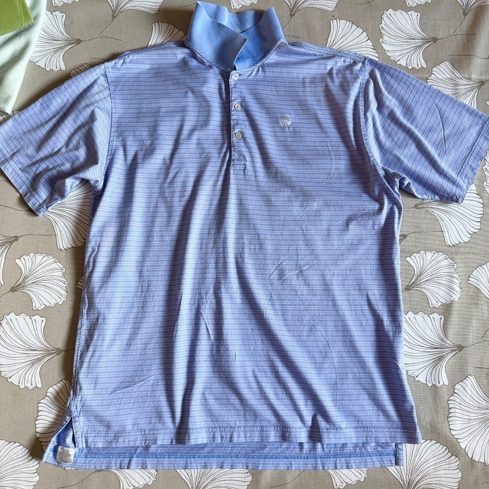 Peter Millar Light Blue Striped Polo Shirt